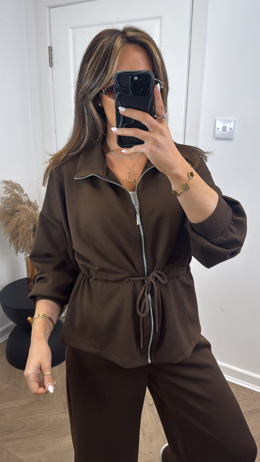 SABRINA brown jacket and joggers tracksuit