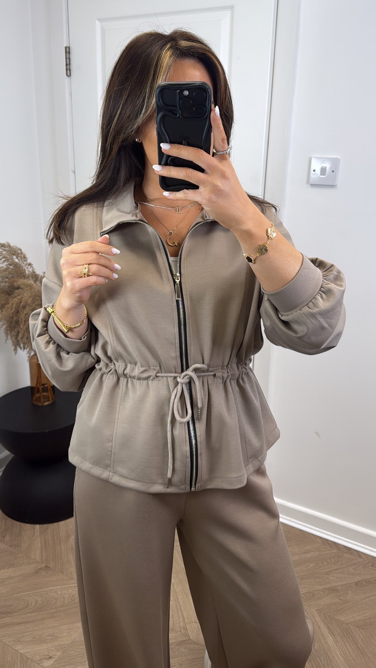 SABRINA taupe jacket and joggers tracksuit
