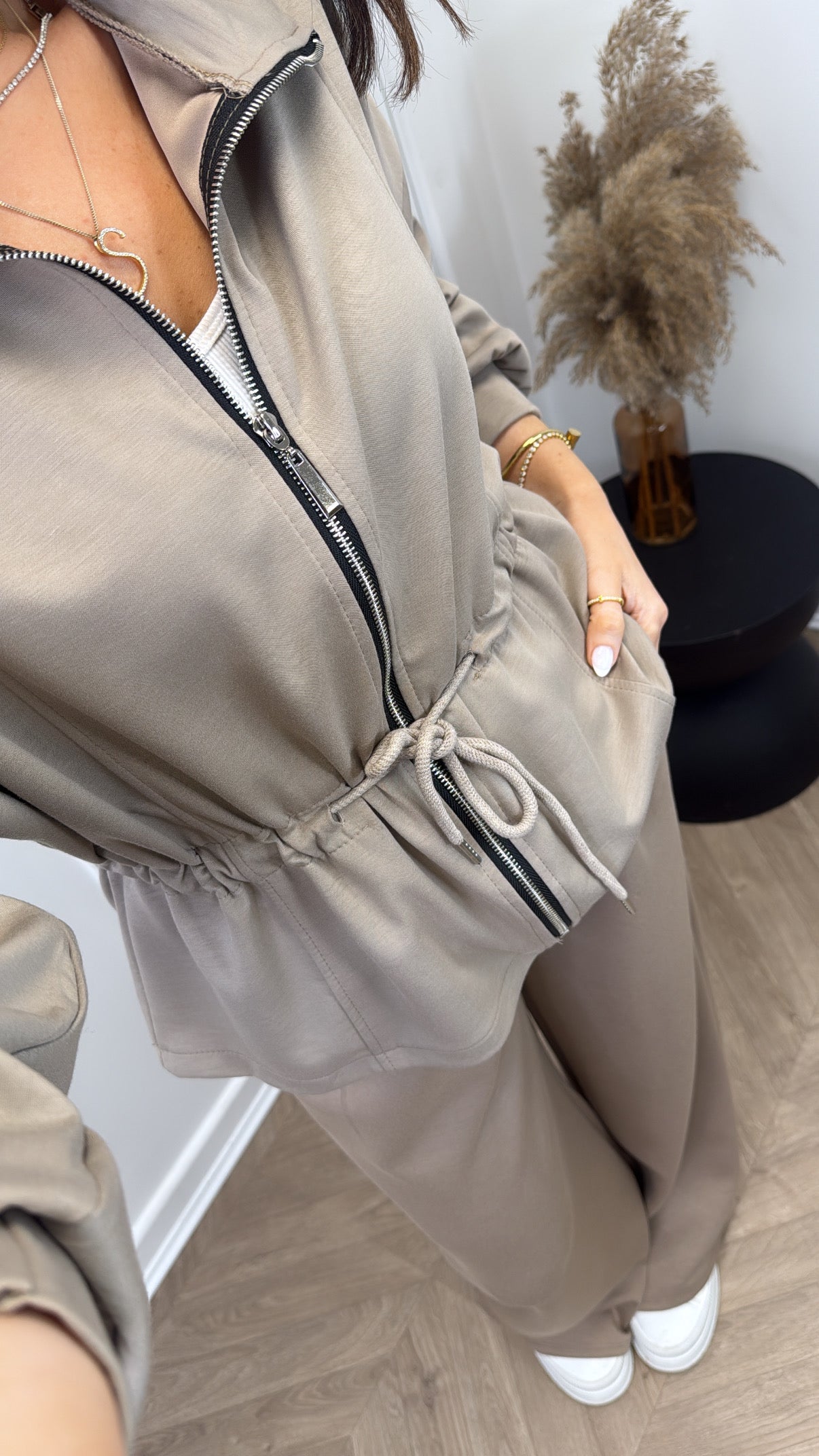 SABRINA taupe jacket and joggers tracksuit