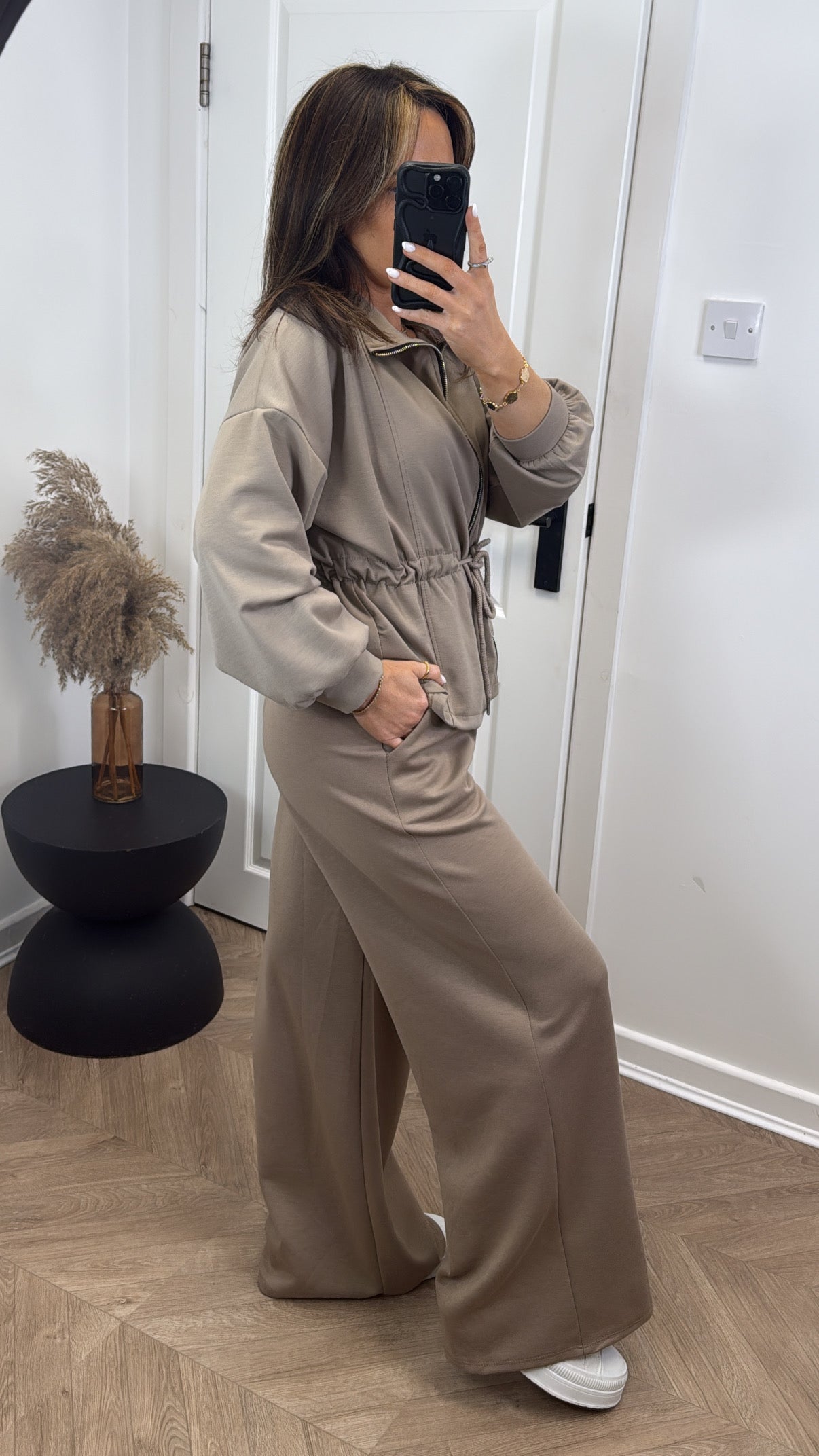 SABRINA taupe jacket and joggers tracksuit