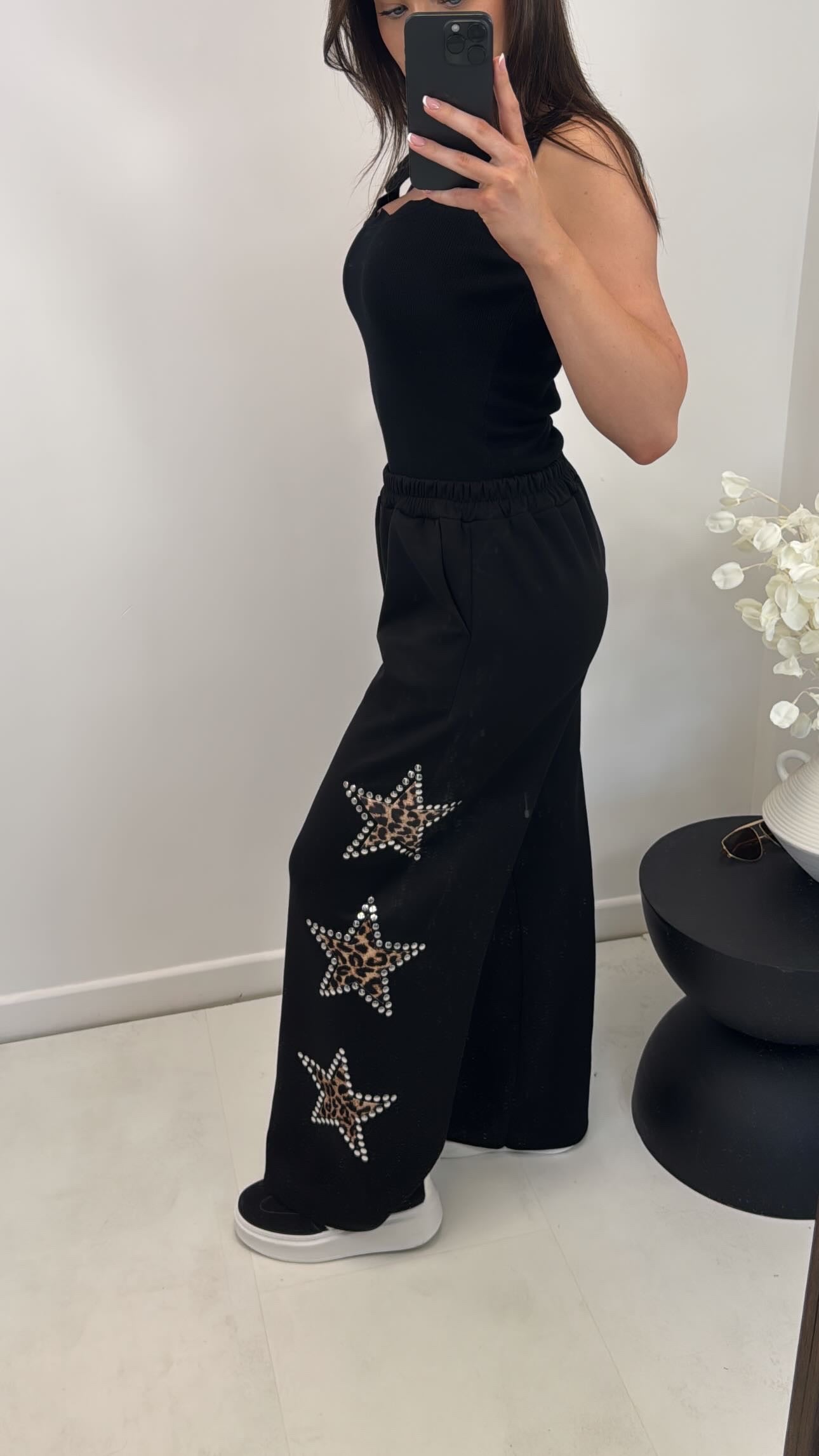 STACEY black super soft wide leg joggers