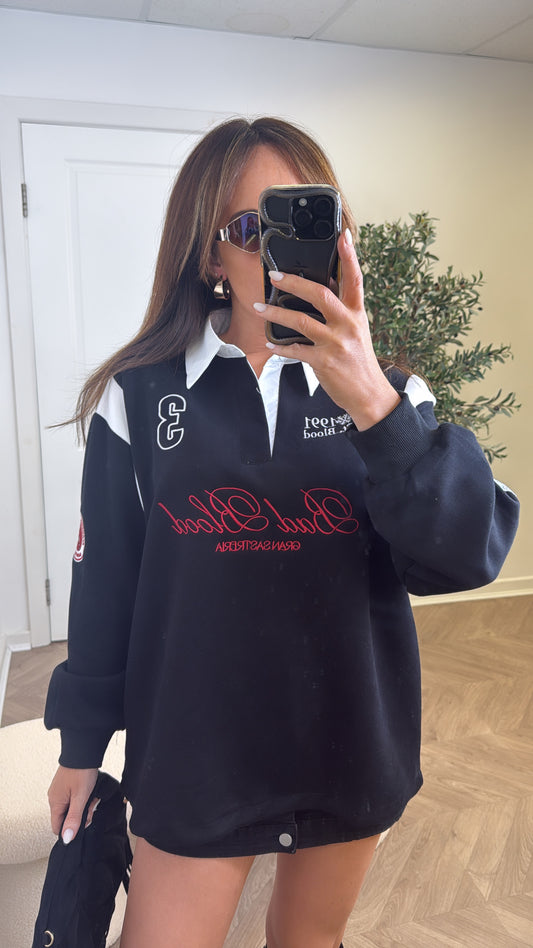 BAD BLOOD black sports logo oversized sweatshirt