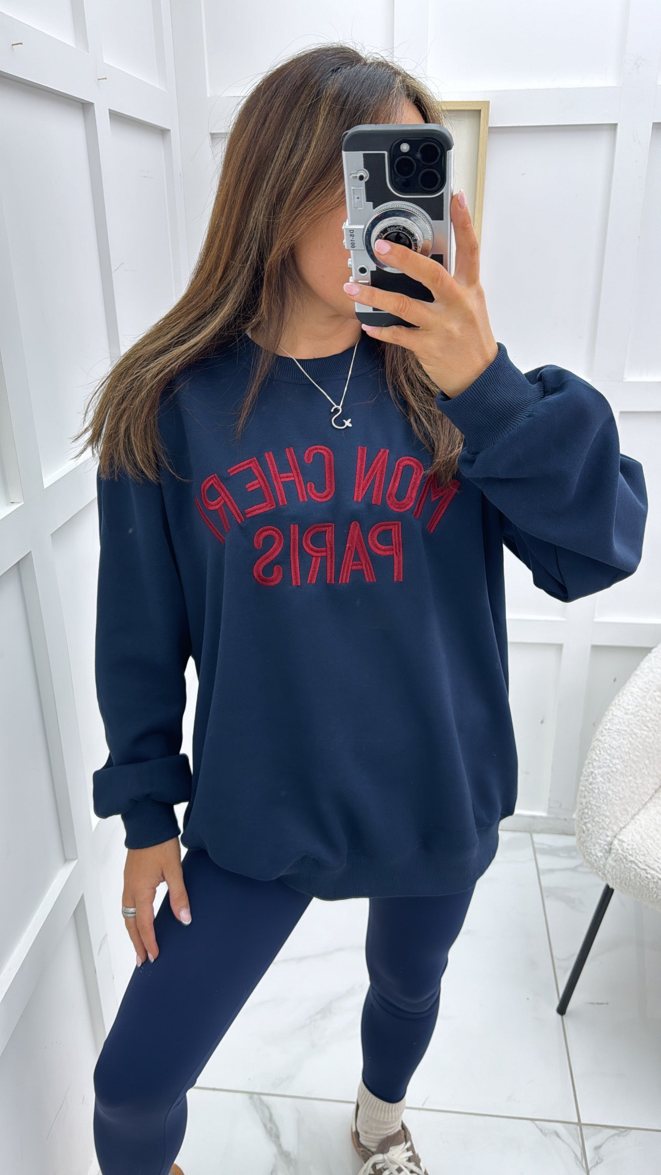 MON CHERI PARIS navy oversized sweatshirt