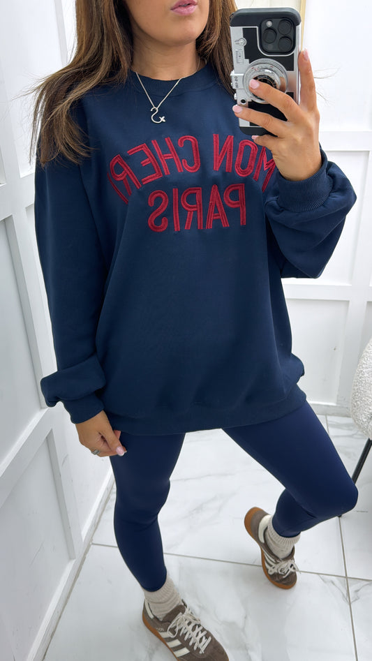 MON CHERI PARIS navy oversized sweatshirt