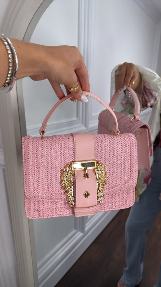 STELLA pink woven grab bag