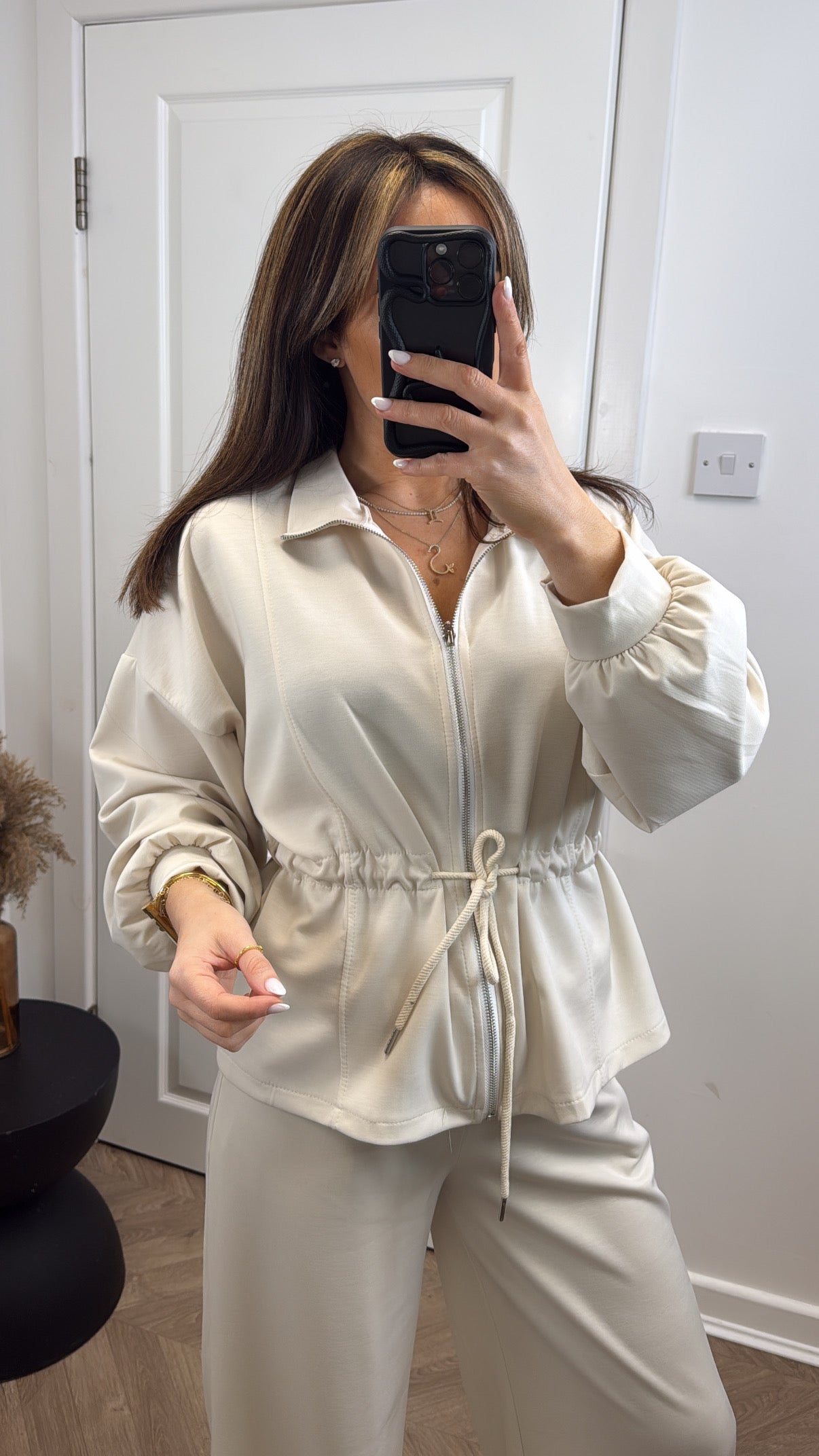 SABRINA beige jacket and joggers tracksuit