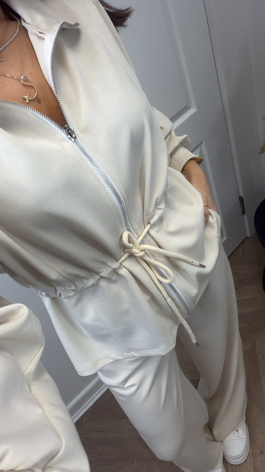 SABRINA beige jacket and joggers tracksuit