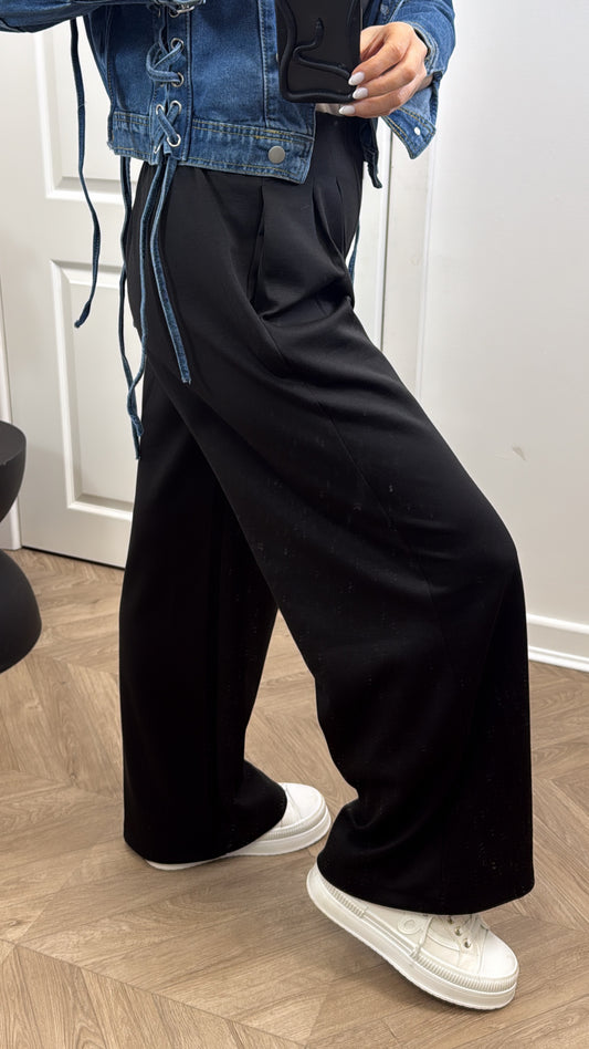 MELISSA black super soft wide leg trousers