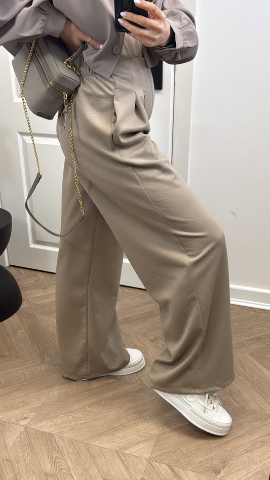 MELISSA taupe super soft wide leg trousers