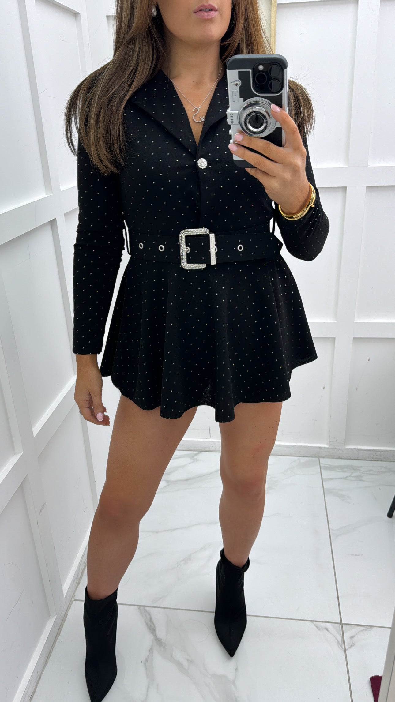 KIMBERLEY black glitter playsuit