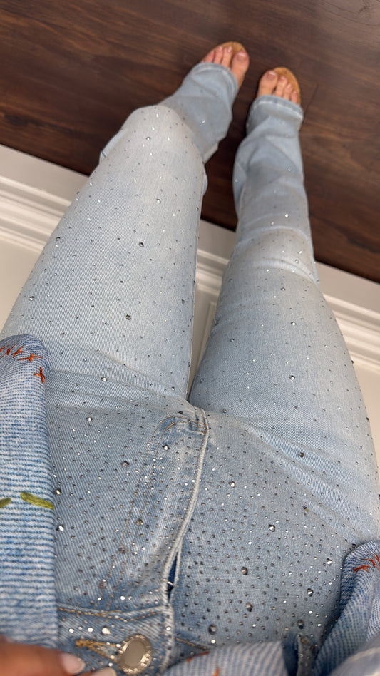 ANASTASIA light blue diamanté flare jeans
