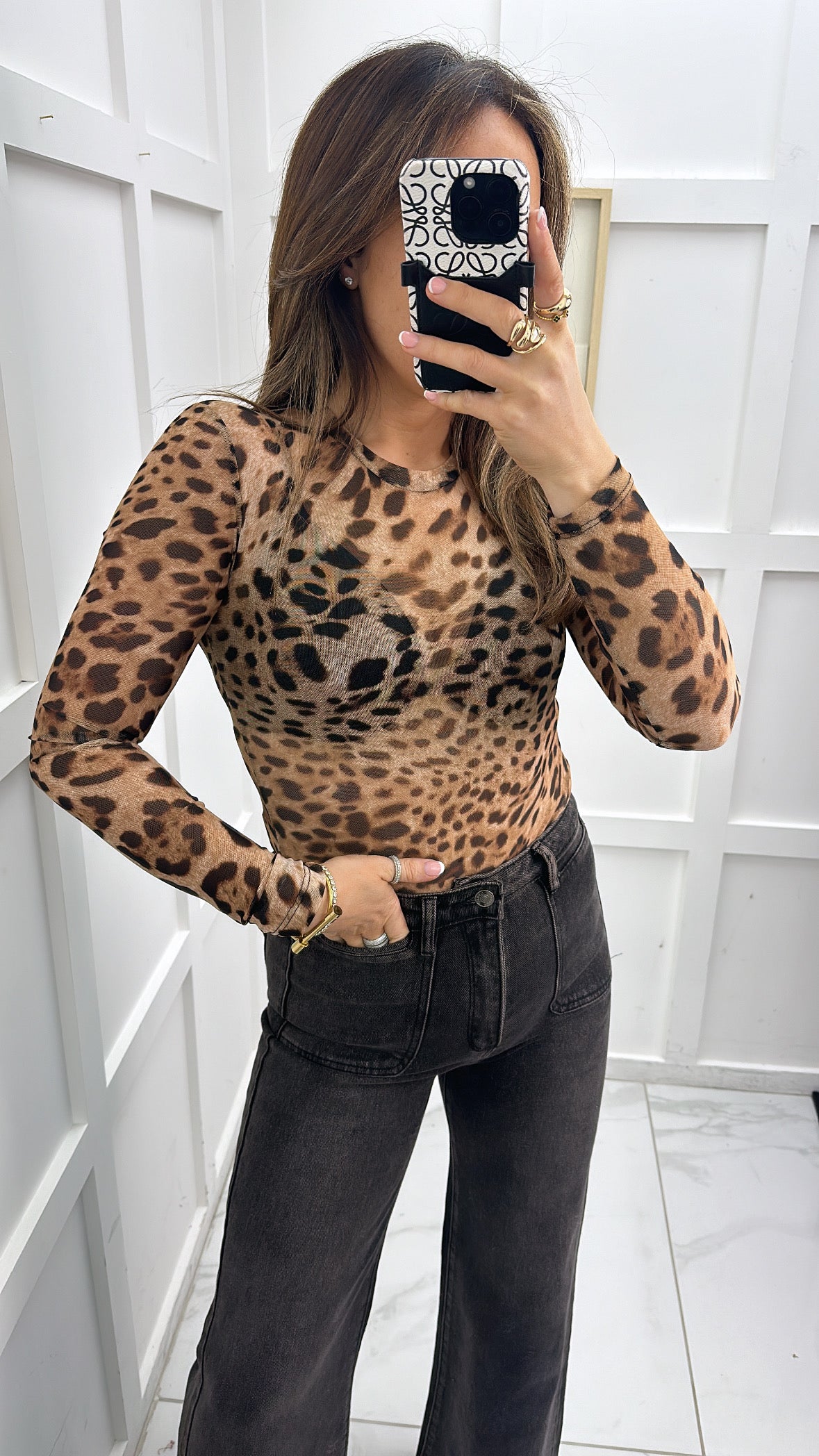 ROCHELLE leopard print mesh bodysuit