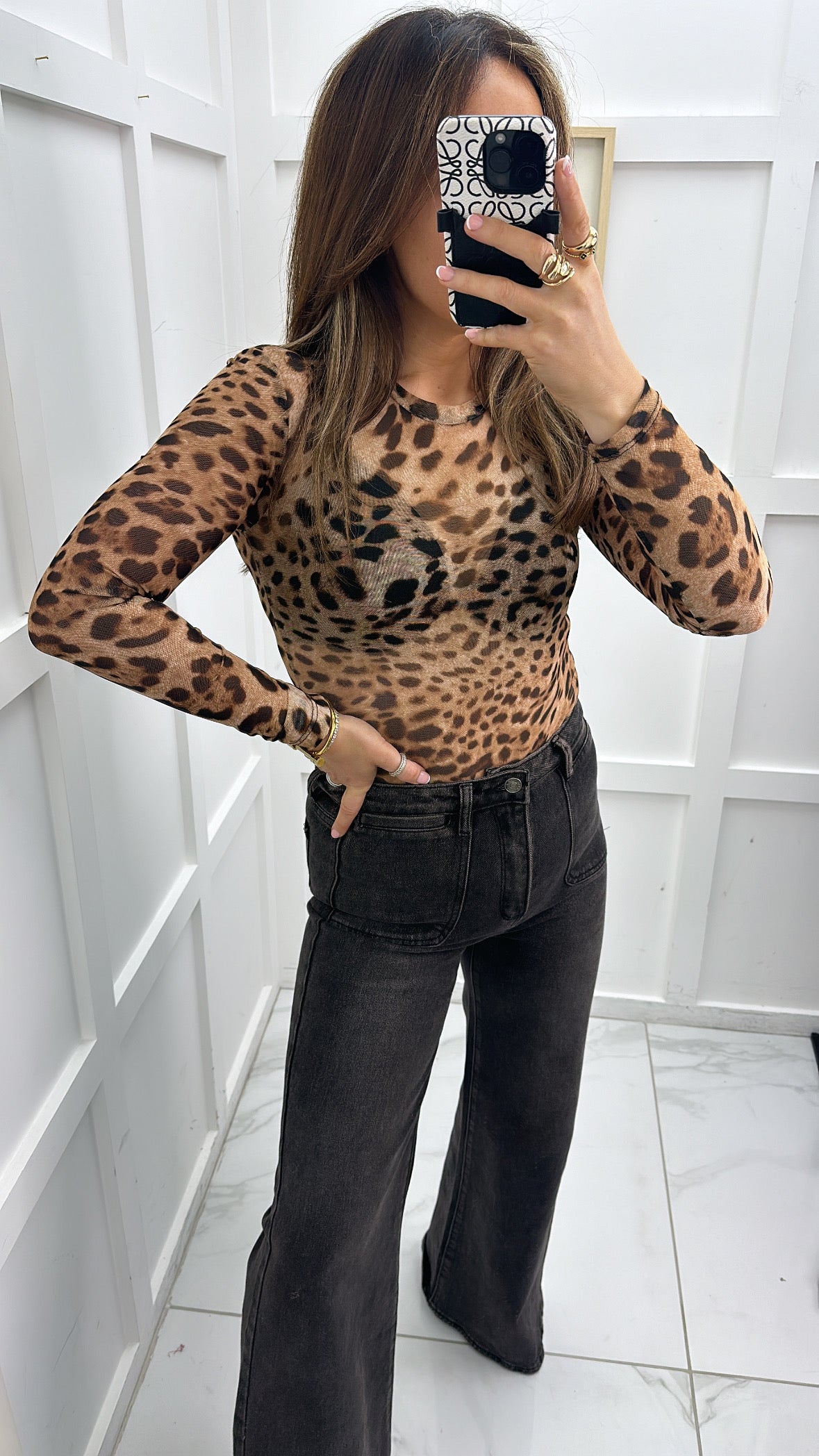 ROCHELLE leopard print mesh bodysuit