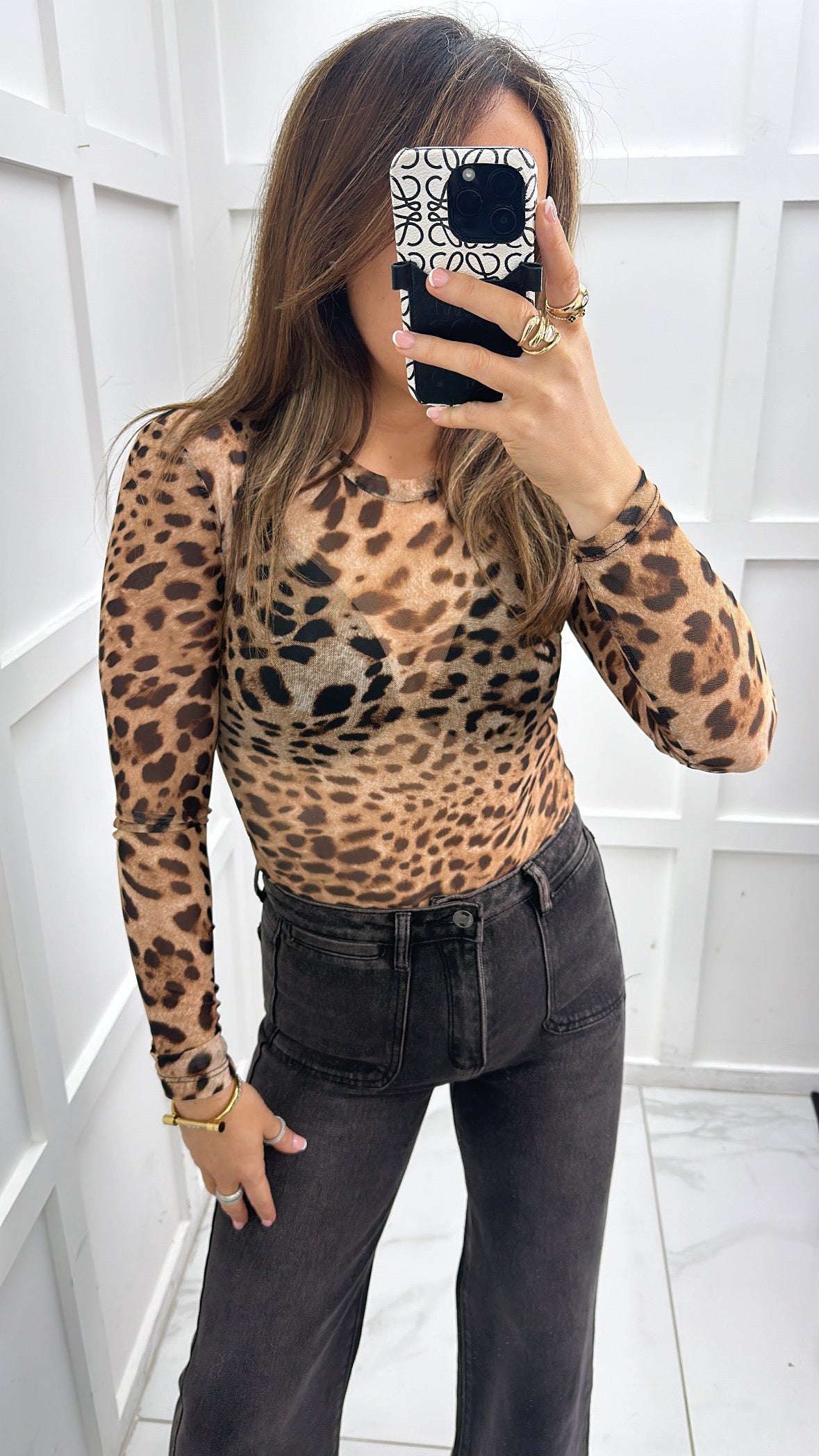 ROCHELLE leopard print mesh bodysuit