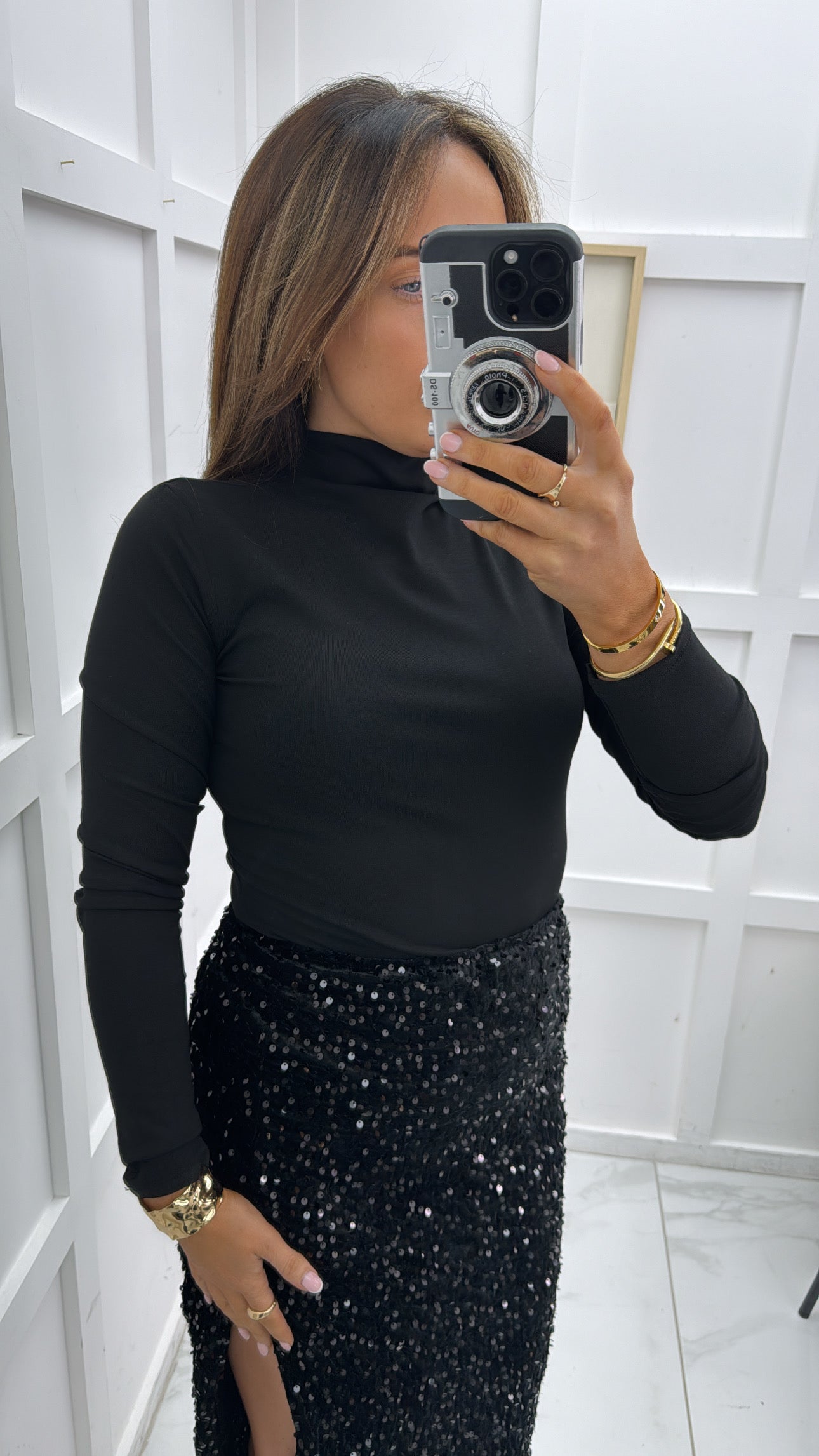 PIPPA black high neck top