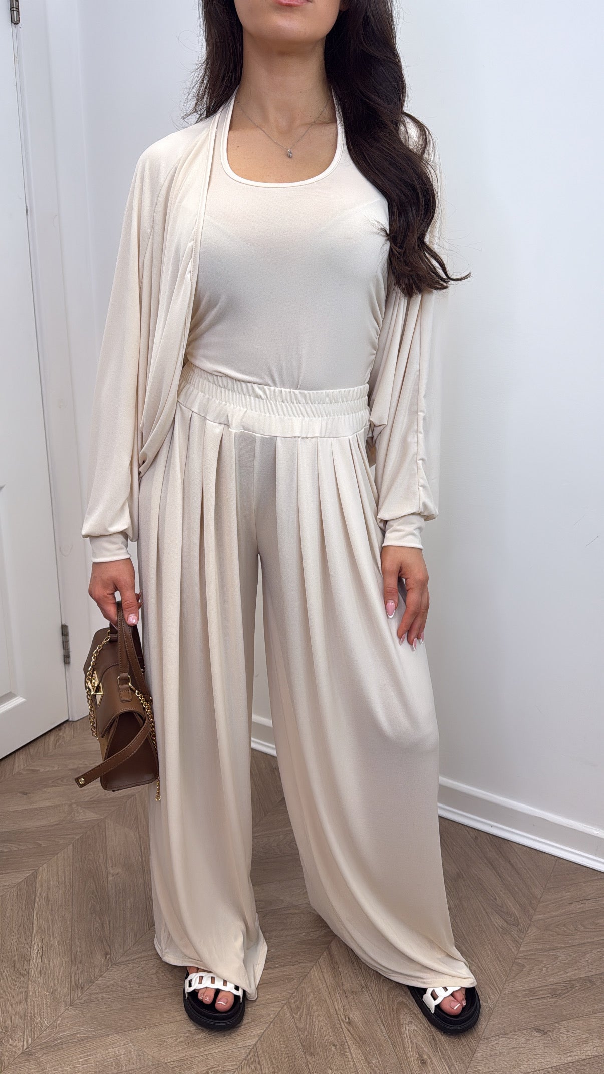 ANGELINE beige three piece co-ord