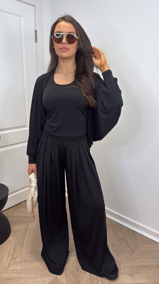 ANGELINE black three piece co-ord