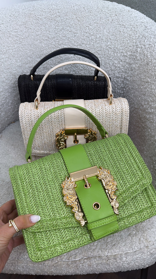 STELLA green woven grab bag