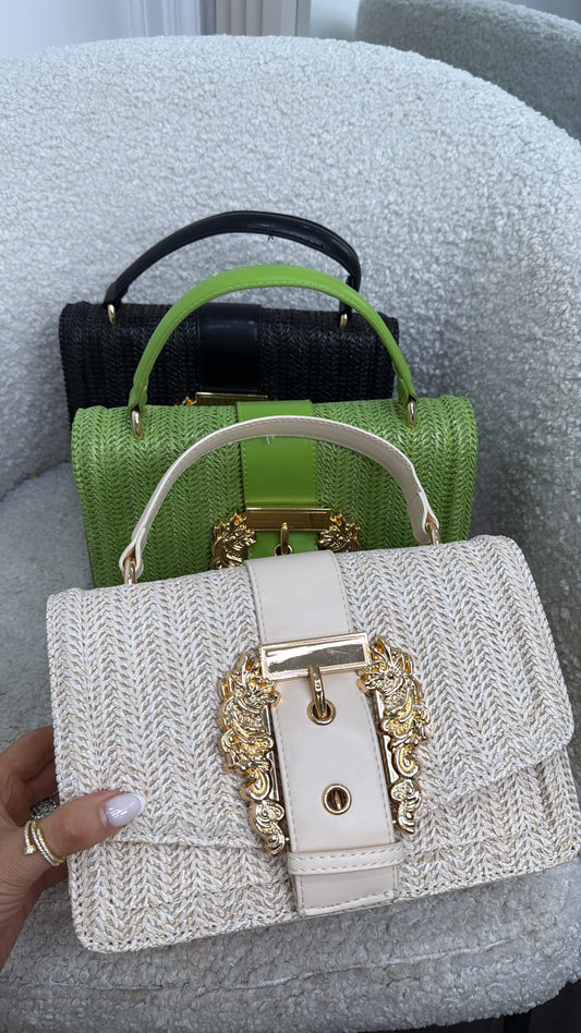 STELLA beige woven grab bag
