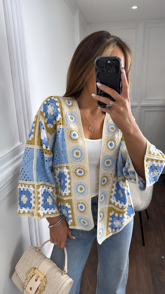 CICI blue crochet cardigan