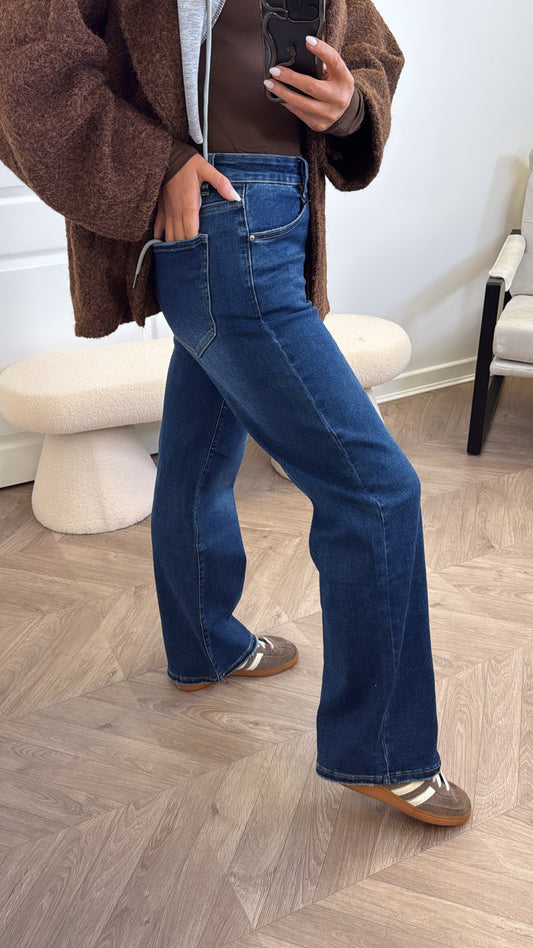 DANIKA dark blue denim wide leg jeans