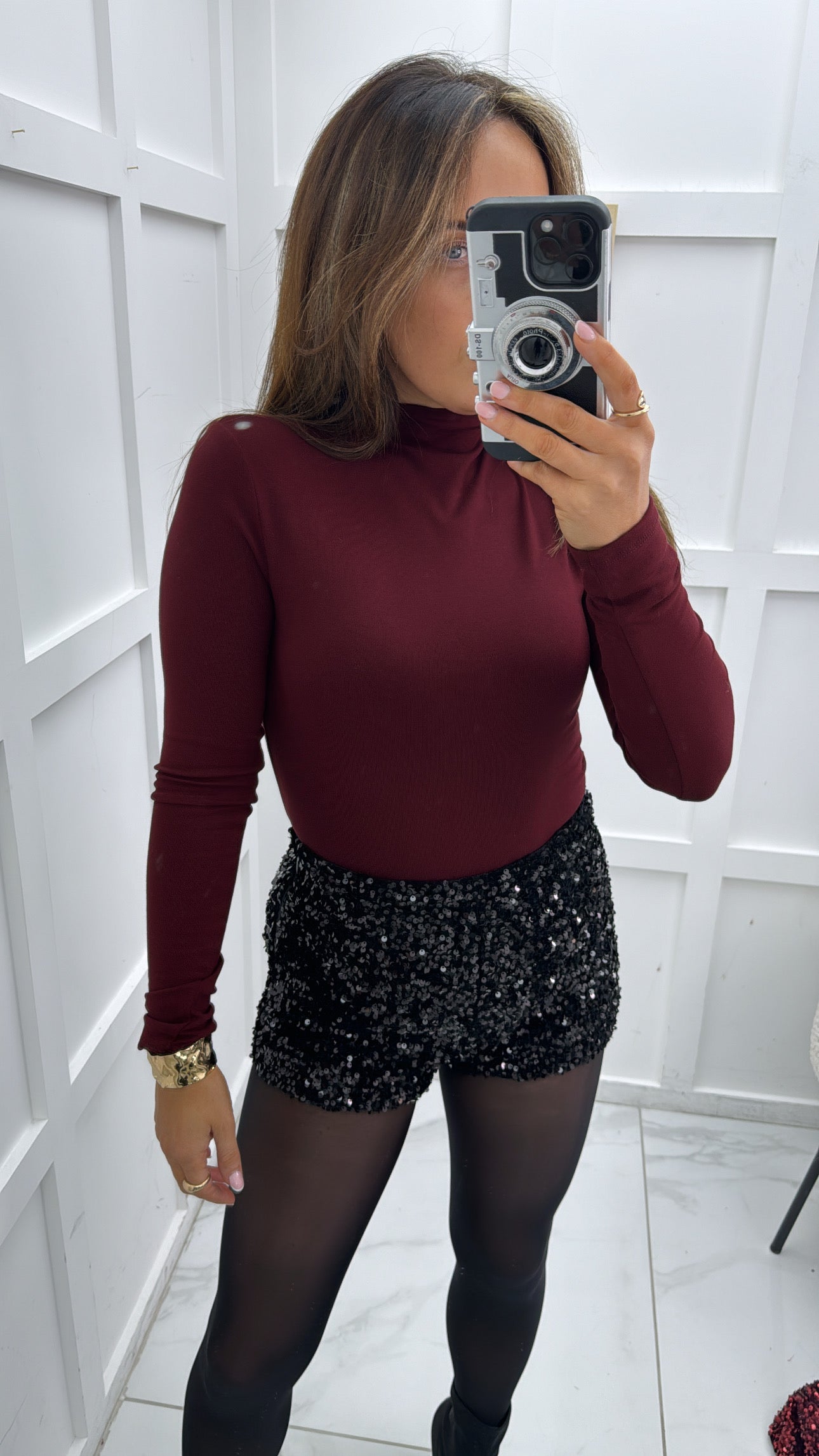 PIPPA burgundy high neck top