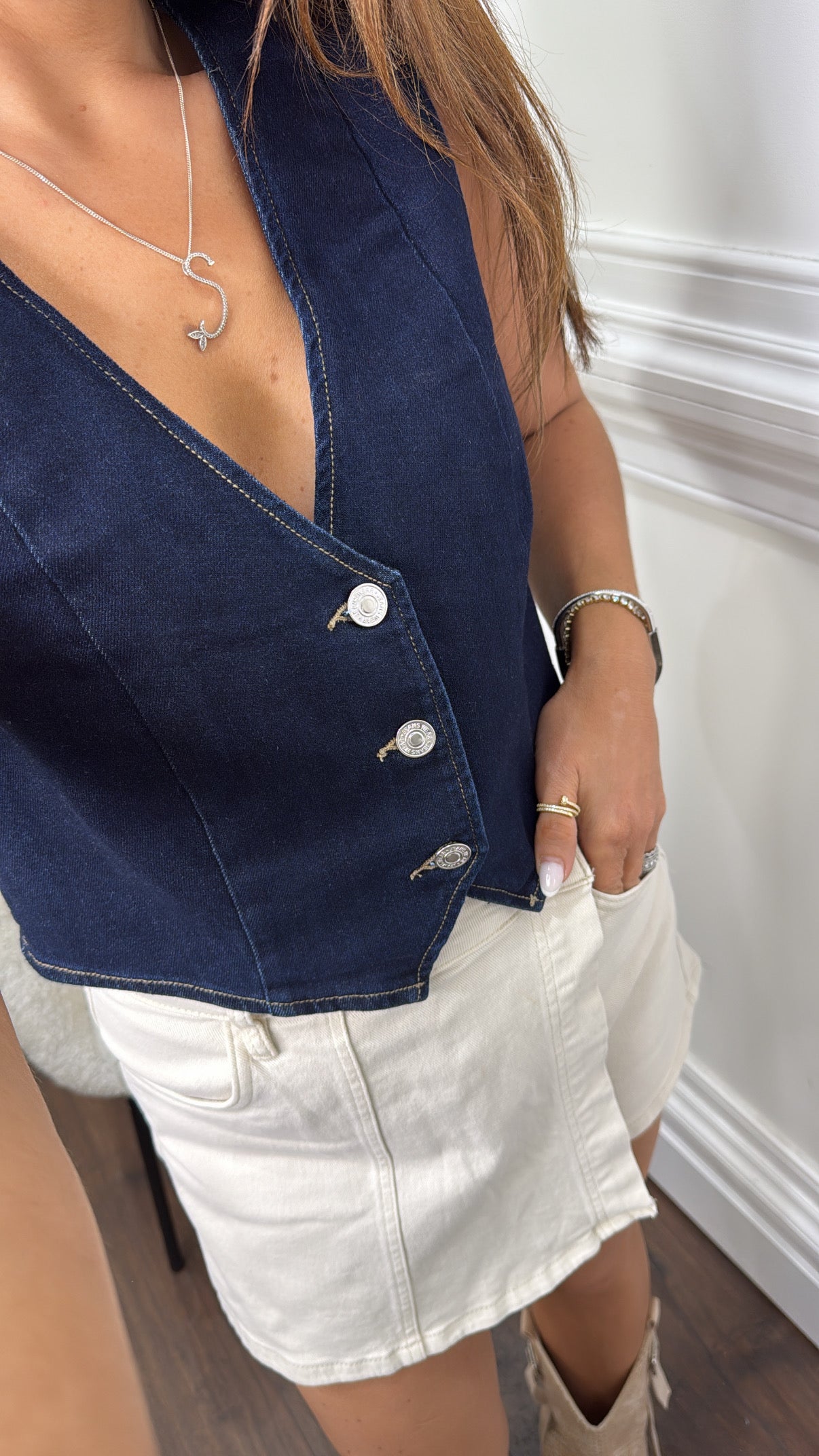 ROSA indigo blue denim waist jacket