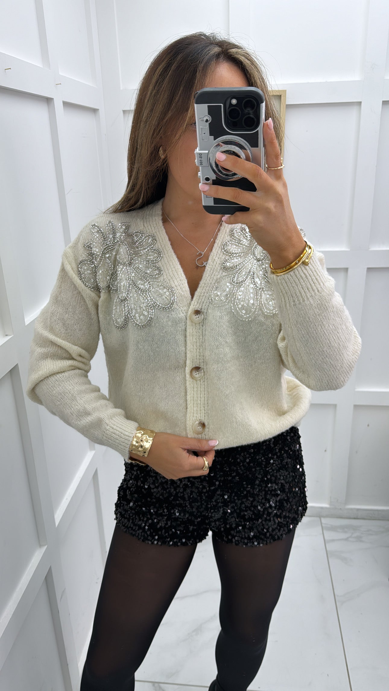 BROOKE cream embellished cardigan