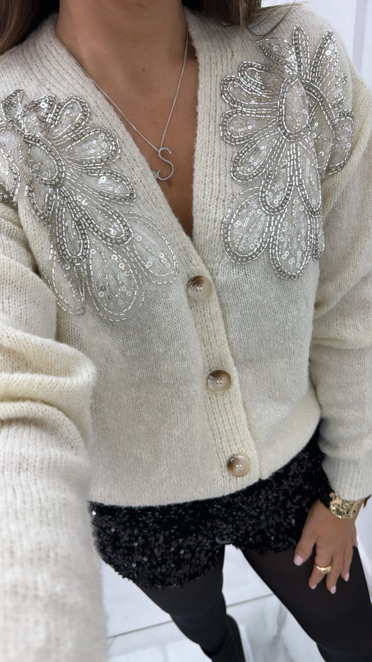 BROOKE cream embellished cardigan