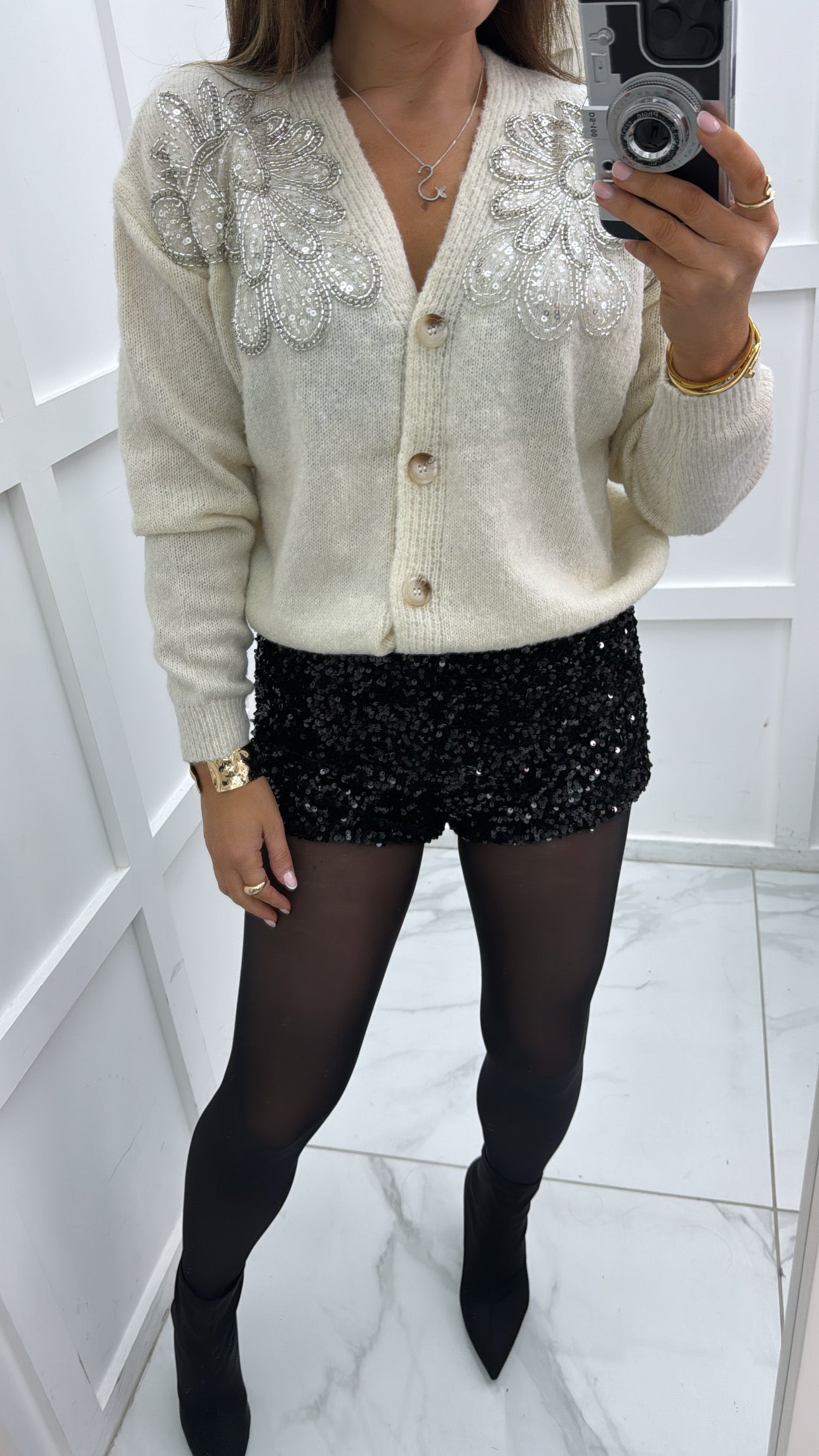 BROOKE cream embellished cardigan