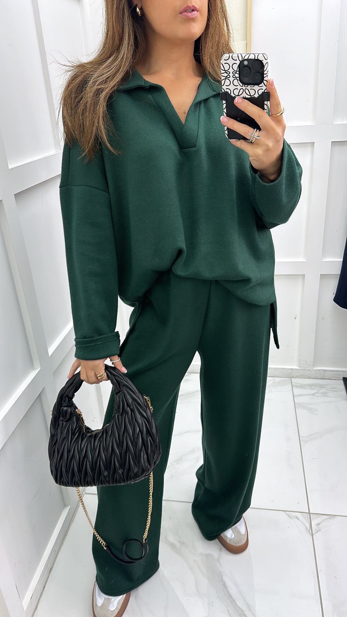 LOLITA forest green soft knit collar lounge suit