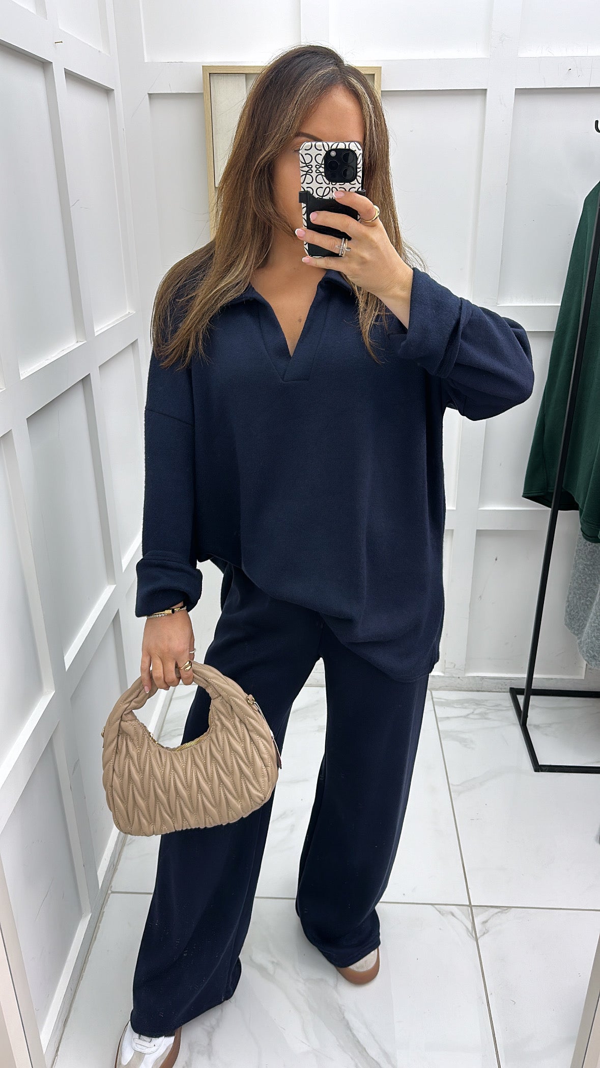 LOLITA navy soft knit collar lounge suit