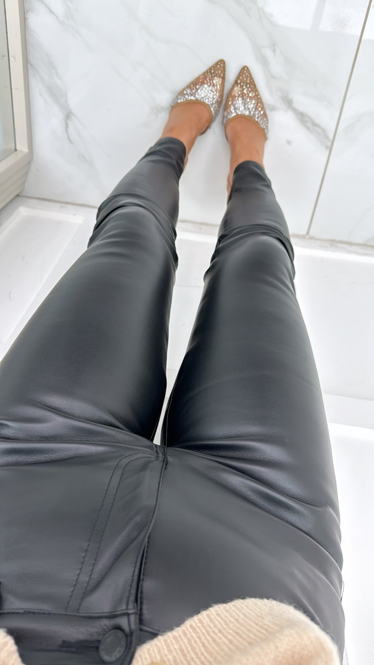 DANI black pu skinny trousers