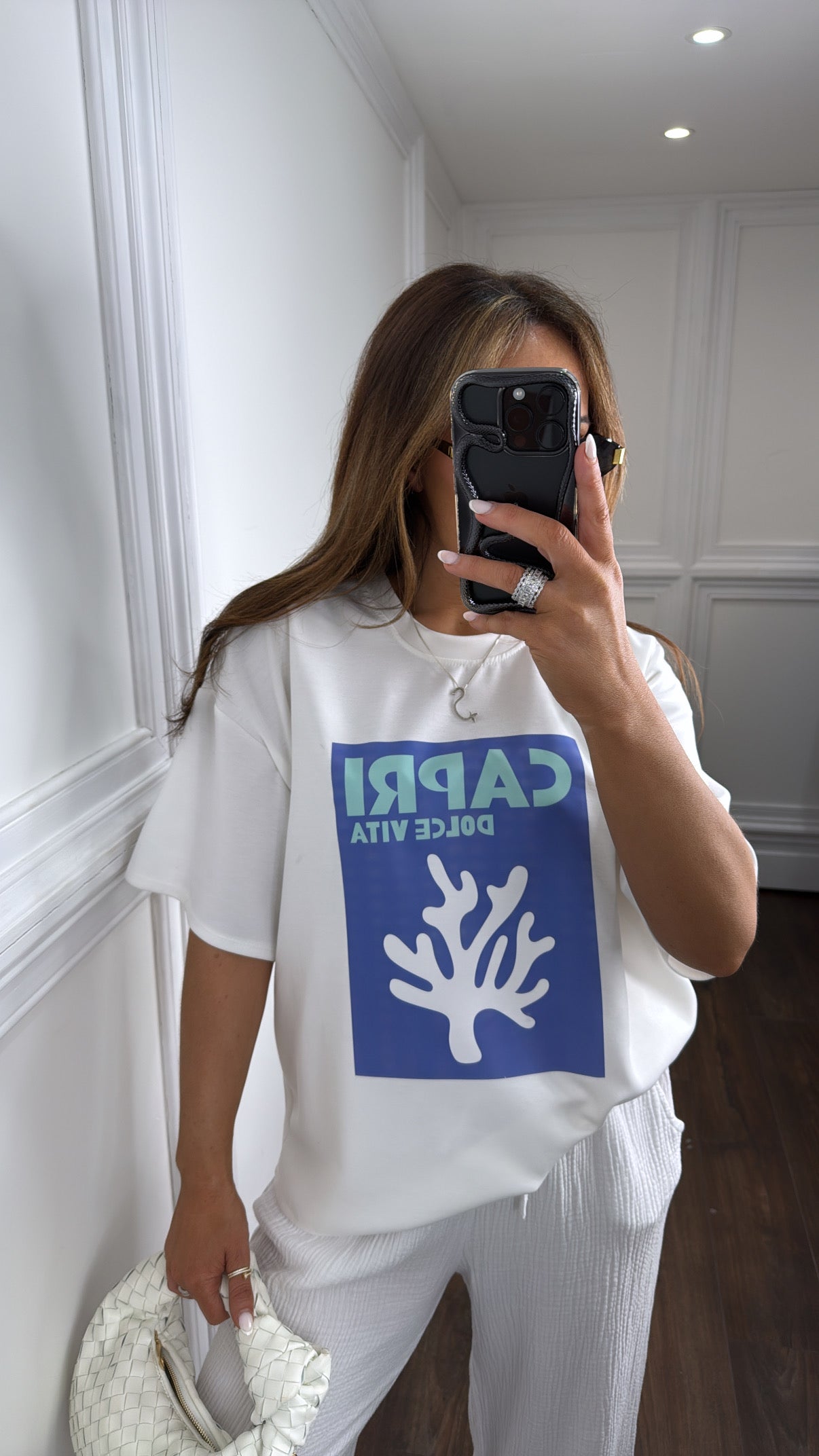 CAPRI white super soft logo t-shirt