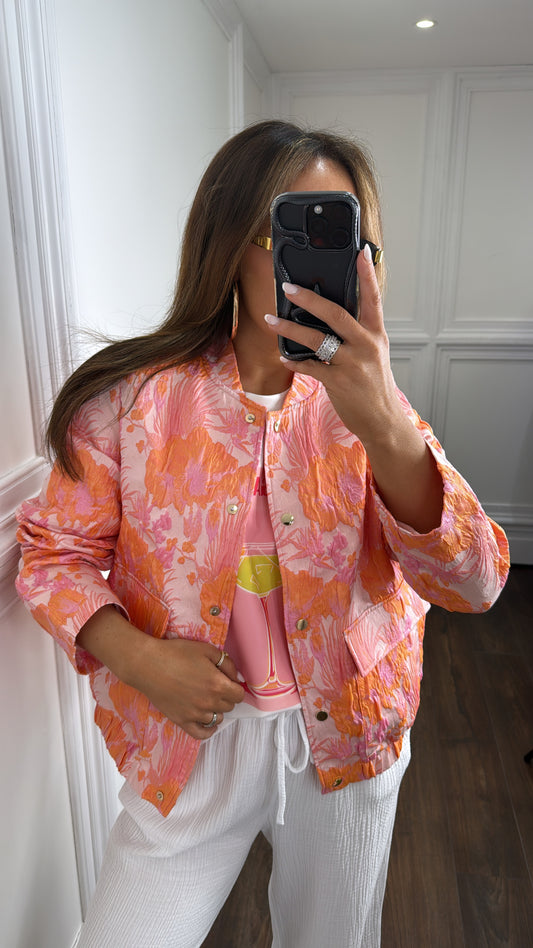 ARIANNA pink and orange jacquard oversized jacket