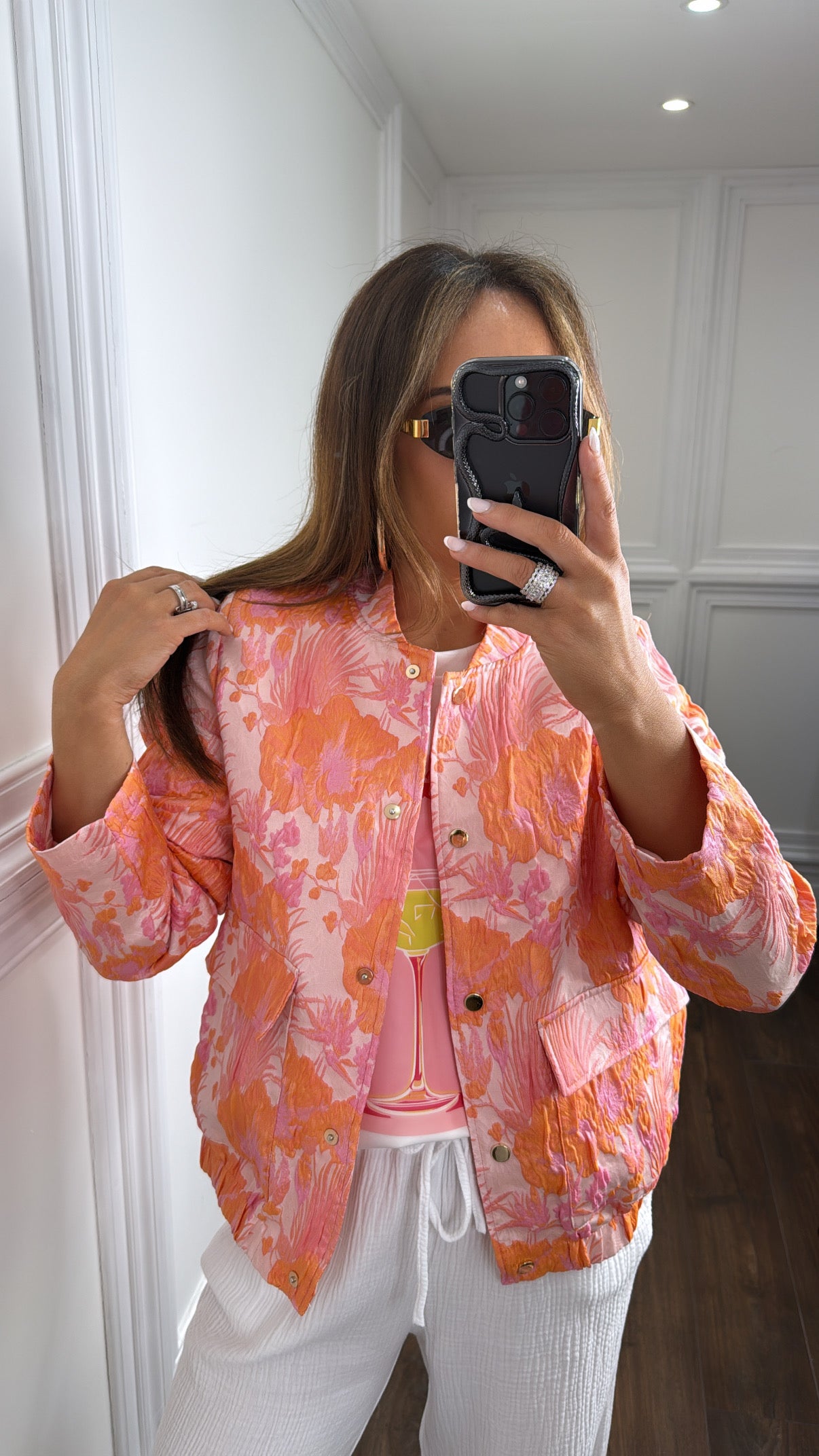 ARIANNA pink and orange jacquard oversized jacket
