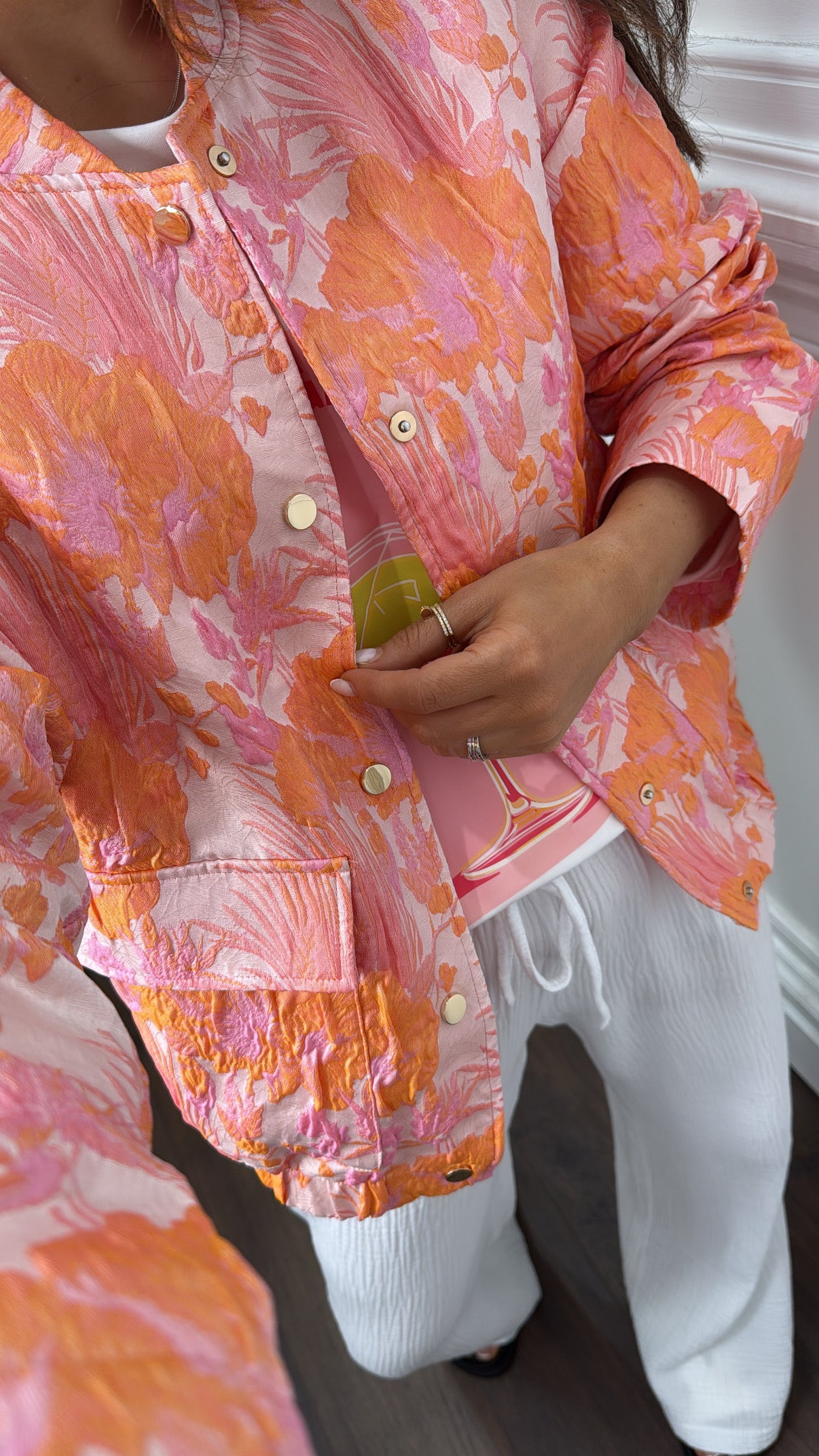 ARIANNA pink and orange jacquard oversized jacket
