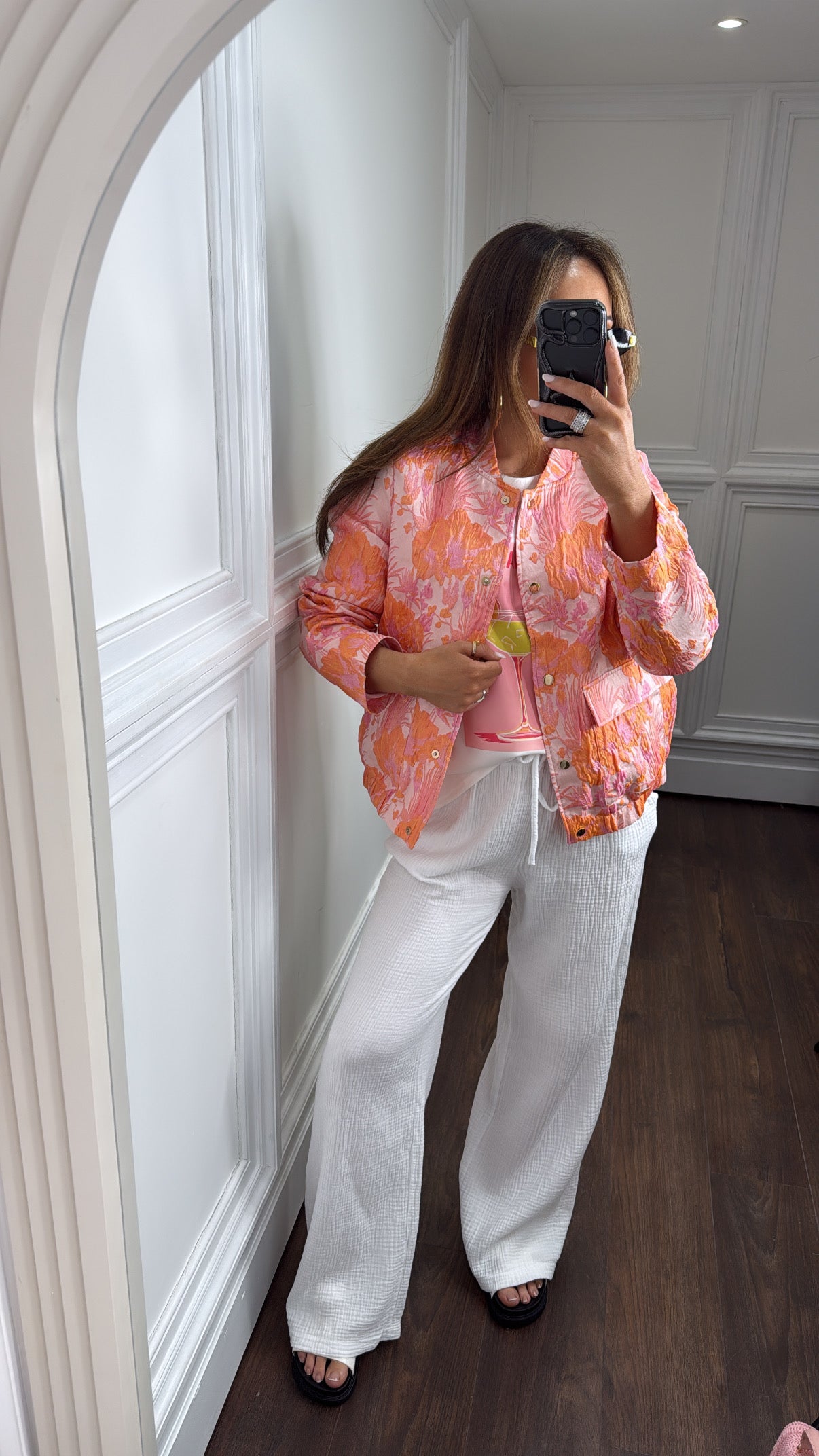 ARIANNA pink and orange jacquard oversized jacket