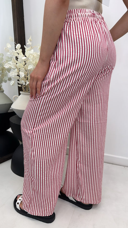 SUNNY pink and cream striped trousers