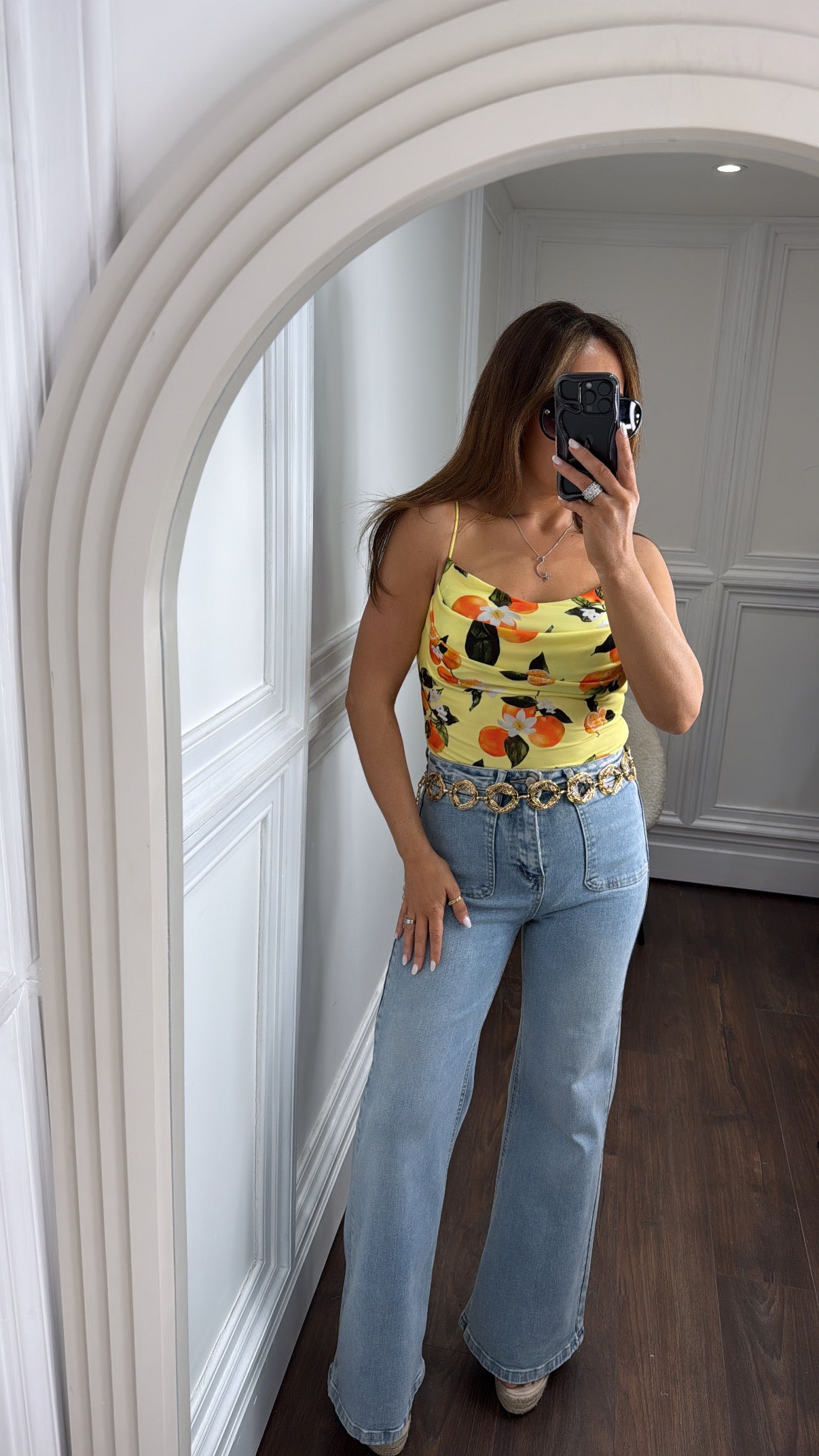 LUCINDA yellow orange print bodysuit