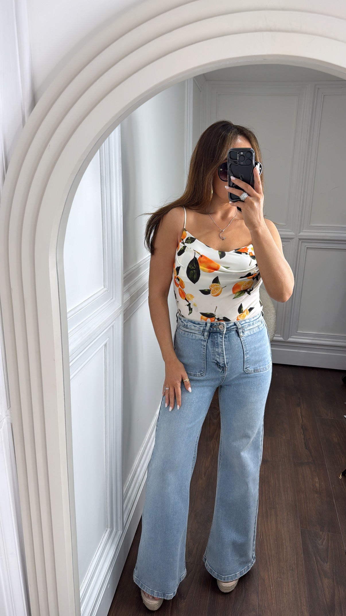 LUCINDA white orange print bodysuit