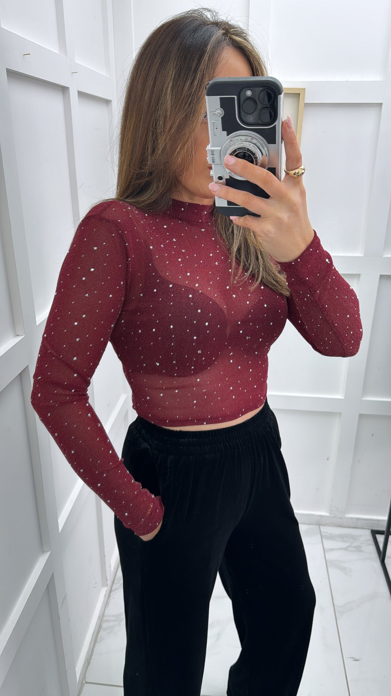 COURTNEY burgundy glitter top