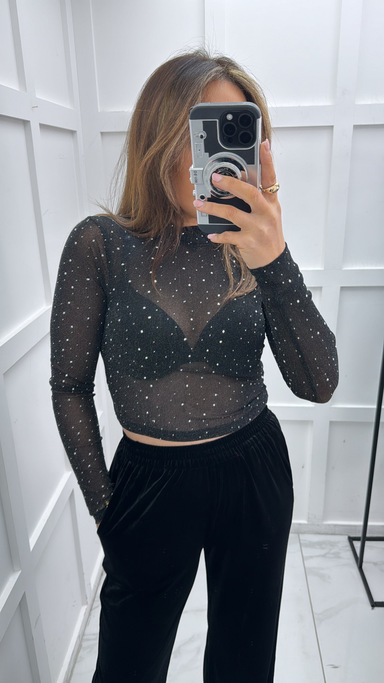 COURTNEY black glitter top