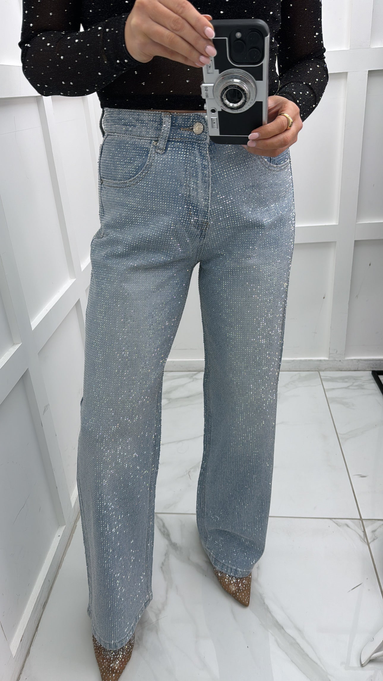 TYLA blue crystal wide leg jeans