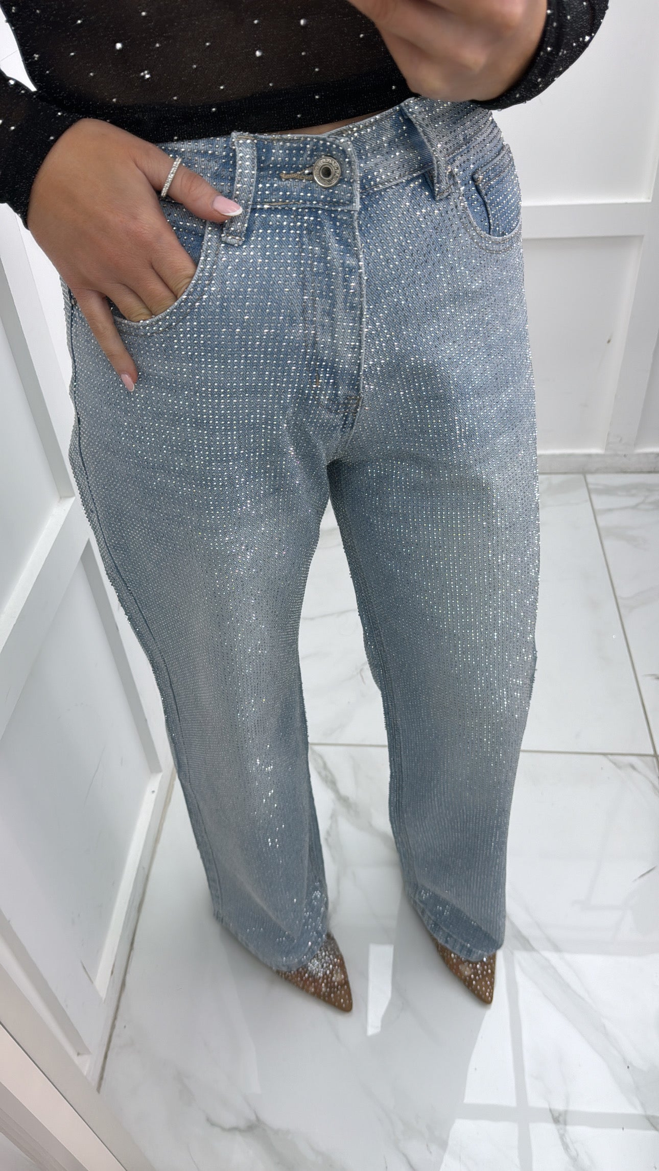 TYLA blue crystal wide leg jeans