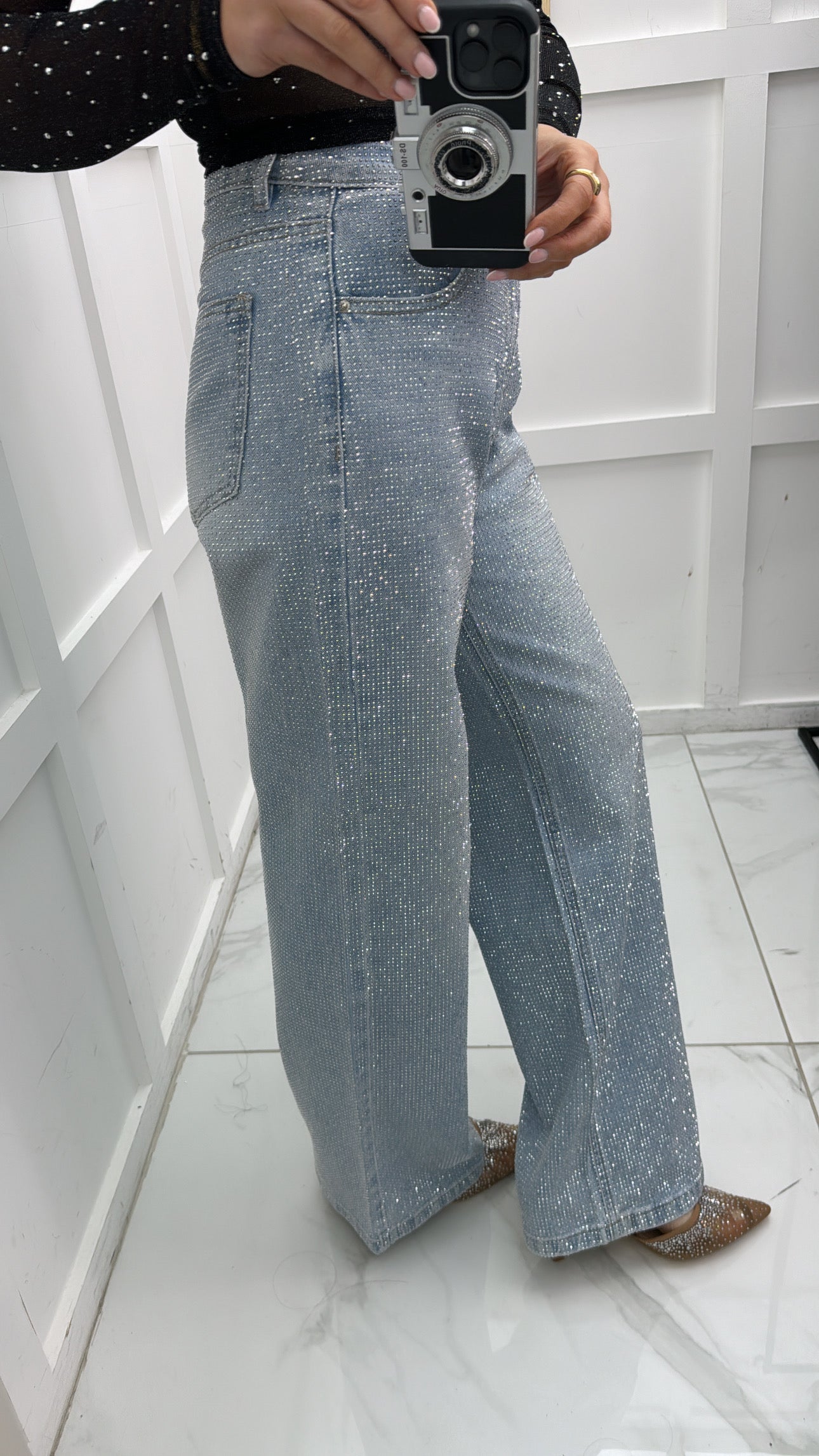 TYLA blue crystal wide leg jeans