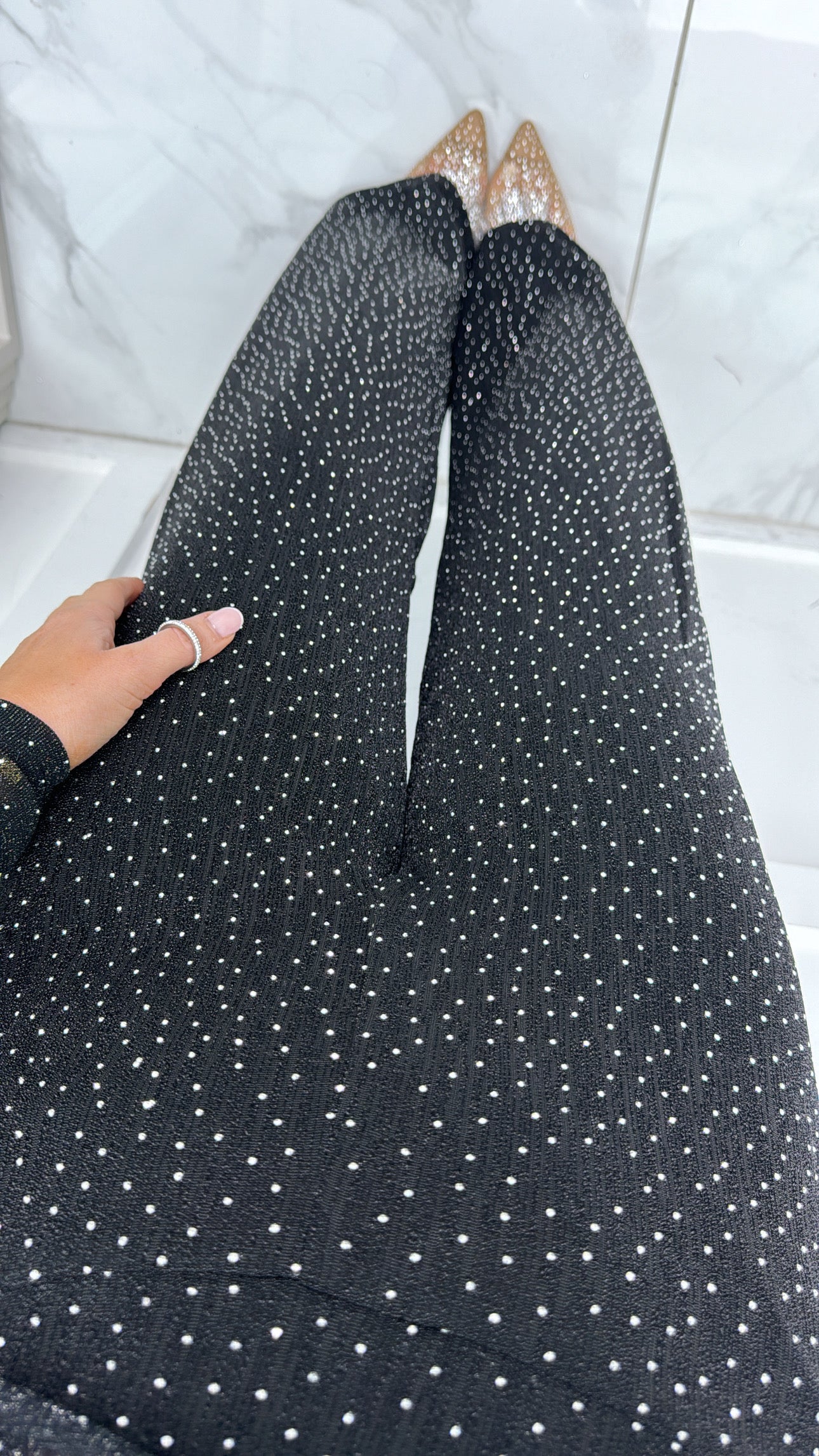 CAMILIA black stud detail wide leg trousers