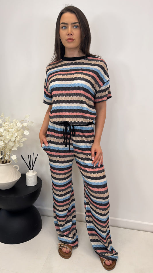 CAPRI black and coloured stripes co-ord