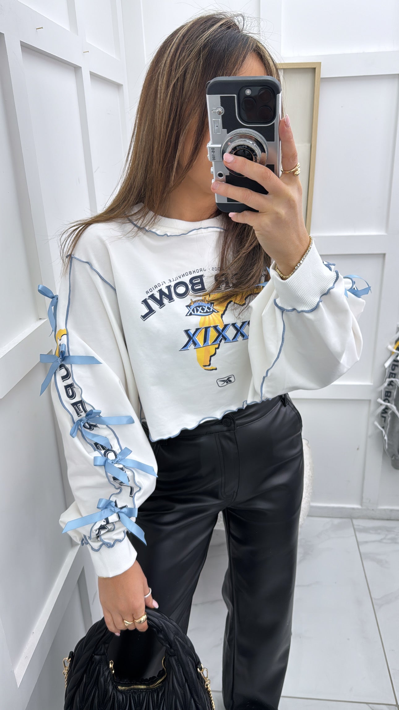 HALLIE white super bowl cropped top