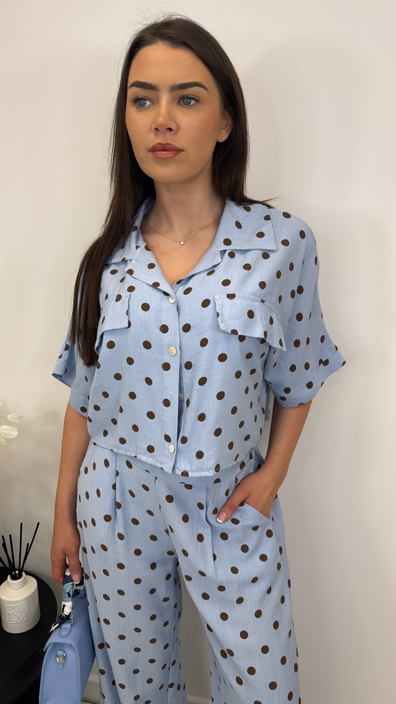 MADDISON blue polka dot co-ord